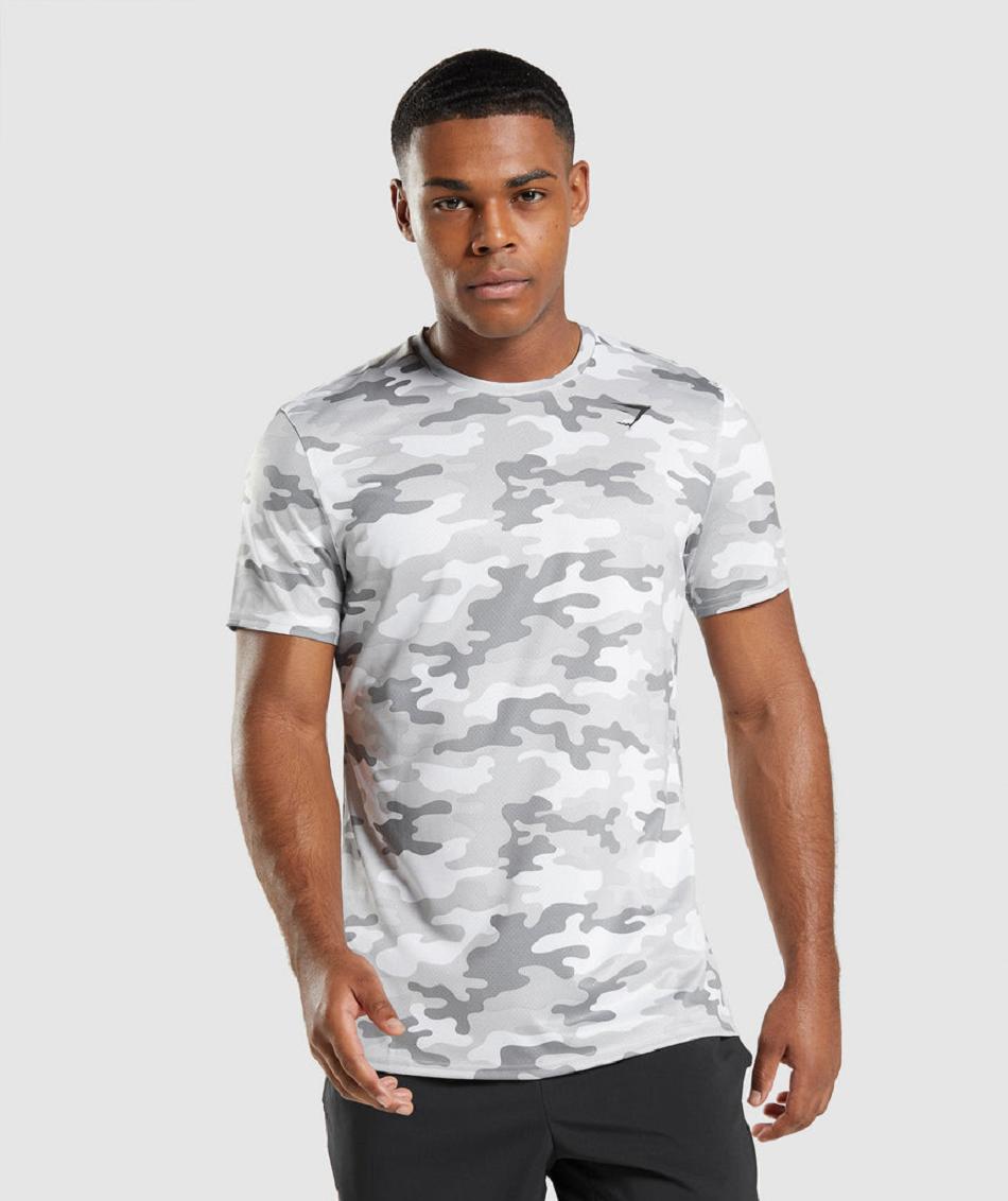 T Shirts Gymshark Arrival Hombre Gris Claro Camuflaje | CO 3413ZUT